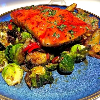 Sweet Chili Salmon with Brussels